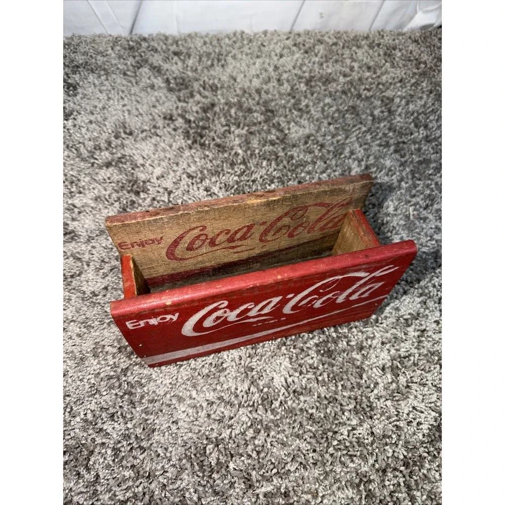 Vintage Wood Coca Cola Utensil Silverware Napkin Caddy Holder Wood  Coke